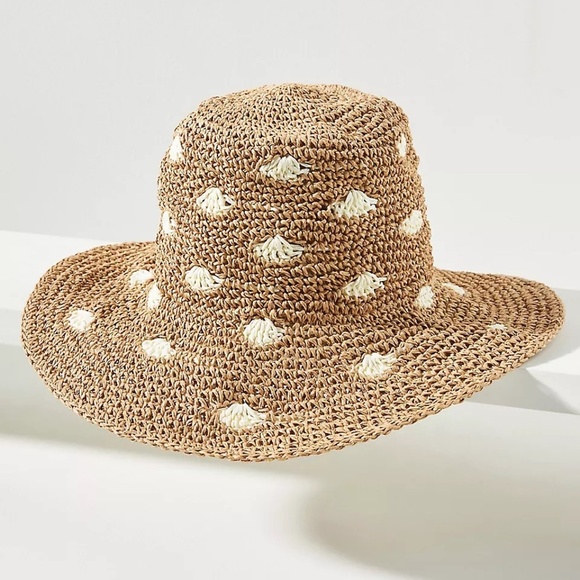 NWT Anthropologie Straw Dotted Bucket Hat main image 2